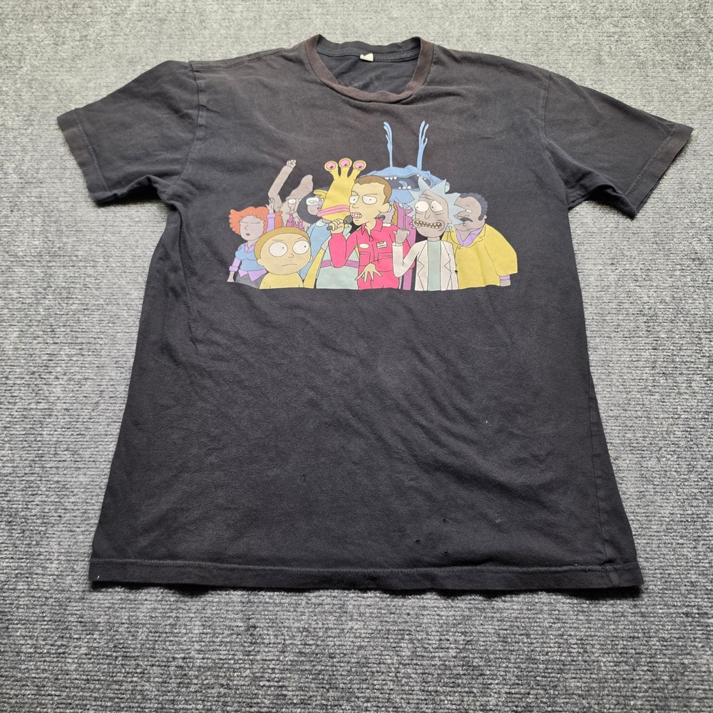Logic Rick and Morty Adult Swim Graphic T-Shirt Black Small Pinholes